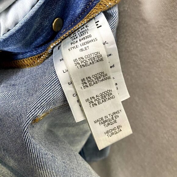 Frame Le Garcon Cutoff Denim Short Overalls Shortalls Islet Blue Large Raw Hem - Picture 12 of 15